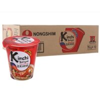 Thùng 12 Ly Mì Nongshim Kimchi Ramyun 75g - Mì Ly Ăn Liền Chính Hãng Hàn Quốc