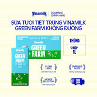 Thùng 12  Sữa tươi tiệt trùng Không đường Vinamilk Green Farm - hộp 1L