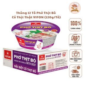 Thùng 12 tô phở thịt bò Vifon 120g