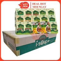 Thùng 15 Canh Ăn Liền I-SOUP Mix Vị Cải Chua/Rau Ngót/Cải Xong/Riêu Tôm/Gà Lá Giang/Kim Chi/Rong Biển Thịt Gà