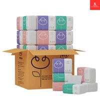 Thùng 16 gói 4 lớp cao cấp tiện lợi, Giấy ăn rút Top Gia, Mix 3 màu