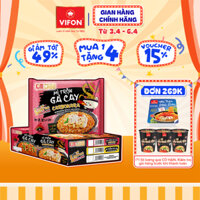 Thùng 16 Gói Mì Trộn VIFON KimChoo Vị Gà Cay/ Tương Đen/ Xốt Hàn Quốc 135g/180g - Có Thịt Thật