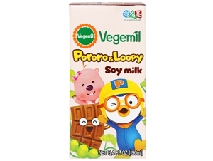 Thùng 16 hộp sữa đậu nành hương socola Vegemil Pororo & Loopy 190ml