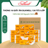 Thùng 16 Khăn giấy ăn rút Silkwell 130 tờ 3 lớp dai mịn, khăn giấy rút lụa an toàn cho cả gia đình bạn