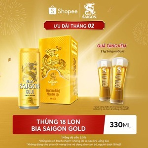 Thùng 18 lon bia Sài Gòn Gold 330ml