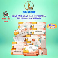 Thùng 20 - 40 Gói Giấy Ăn Topgia Đa Sắc Cao Cấp Gói 240 Tờ 4 Lớp (Bibistore)