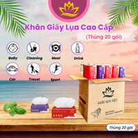 Thùng 20 gói khăn giấy lụa cao cấp Sen Việt (300 tờ x 3 lớp) Kích thước túi nhỏ 100x100mm - PHÔI XỊN A1