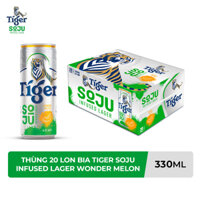 Thùng 20 Lon Bia Tiger Soju Infused Lager Wonder Melon vị Soju Dưa Lưới 330ml