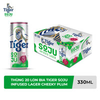 Thùng 20 Lon Bia Tiger Soju Infused Lager Cheeky Plum vị Soju Mận 330ml