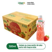 Thùng 24 Chai Nước ép Dâu Kato với Thạch dừa (320ml/chai)