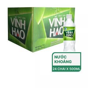Thùng 24 chai nước khoáng có ga Vĩnh Hảo 500ml