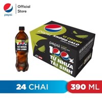 [Thùng 24 Chai] Nước Ngọt Có Gas Pepsi Vị Chanh Không Calo 390ml/Chai