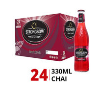 Thùng 24 chai nước táo lên men Strongbow 4.5% hương dâu 330ml