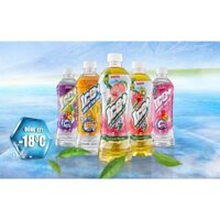 Thùng 24 chai nước trái cây Ice+ vị trái cây đông kết táo kiwi/ trái cây đông kết vị đào/ đào/ táo/ cam chanh 490ml