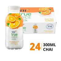 Thùng 24 chai nước uống sữa trái cây TH True Juice Milk hương cam 300ml