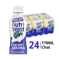 Thùng 24 chai nước uống từ sữa chua Nutri Boost vị việt quất 170ml