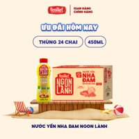 Thùng 24 chai nước yến Ngon Lành thạch nha đam dai giòn Yến Việt, nhiều vị, 450ml/chai