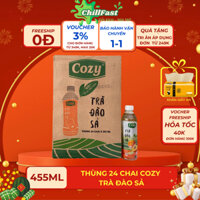 Thùng 24 Chai Trà Đào Sả Cozy 455ml - Trà Trái Cây, Trà Hoa Quả Uống Liền, Nước Giải Khát Thanh Mát
