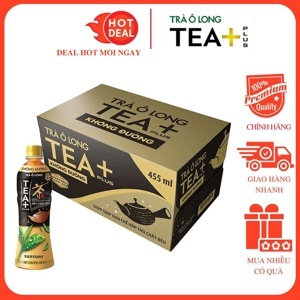 Thùng 24 chai trà ô long Tea Plus không đường 455ml
