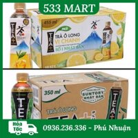 Thùng 24 chai Trà Olong Tea plus/ Vị chanh x 455ml