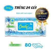 Thùng 24 gói khăn ướt Omely cao cấp tinh chất trà xanh gói 80 tờ