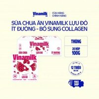 Thùng 24 hộp Sữa chua ăn Vinamilk Lựu đỏ Ít Đường - Yaourt 100g