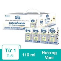 Thùng 24 hộp sữa pha sẵn Nutifood GrowPLUS+ bạc hương vani 110 ml (từ 1 tuổi) - Giao bao bì ngẫu nhiên