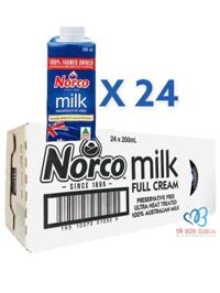 Thùng 24 hộp Sữa tươi Norco Úc milk full cream hộp 200ml