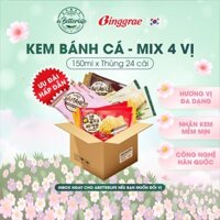 Thùng 24 kem bánh cá Hàn Quốc Binggrae Samanco 150ml mix 4 vị 6 đậu đỏ, 6 trà xanh, 6 dâu, 6 choco ABetterLife