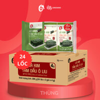 [Thùng 24 lốc 3] Lá kim tẩm dầu Oliu 4G O'Food, tổng 72 gói
