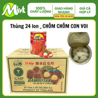 [Thùng 24 Lon 565gr] Chôm chôm/ Vải/ Nhãn ngâm đường CON VOI _ELEPHANT AND SUN Thái lan. Shop Mint Mint.