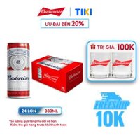 Thùng 24 Lon Bia Budweiser Chính Hãng 330ml lon