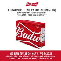Thùng 24 Lon Bia Budweiser Chính Hãng (330ml/ lon)