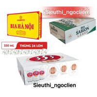 Thùng 24 lon Bia Hà Nội / Bia 333 / Bia Sài Gòn - HABECO (330ml/lon)