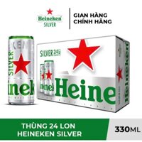 Thùng 24 lon bia Heineken Silver- Ken bạc 330ml