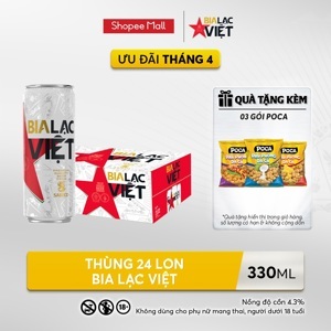 Thùng 24 Lon Bia Lạc Việt 330ml