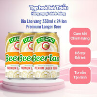 Thùng 24 lon Bia Lào vàng chai & lon 330ml - Beerleo Premium Lager Canner