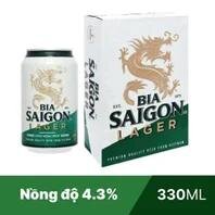 Thùng 24 lon bia Sài Gòn Lager 330ml