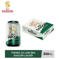 THÙNG 24 LON BIA SÀI GÒN LAGER SABECO 330ML