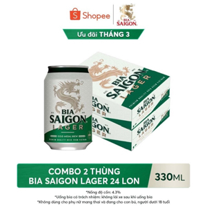Thùng 24 lon bia Sài Gòn Lager 330ml