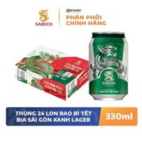 Thùng 24 lon Bia Sài Gòn Xanh Lager lon 330ml