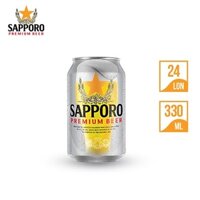 Thùng 24 lon bia Sapporo Premium (330ml/lon)