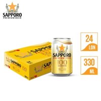 THÙNG 24 LON BIA SAPPORO PREMIUM BEER 100 [330ML]