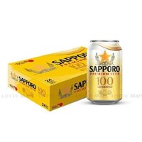 Thùng 24 Lon Bia Sapporo Premium 100% Malt 3.5% Lon 330ml