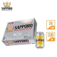 THÙNG 24 LON BIA SAPPORO PREMIUM BEER 330ML