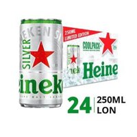 Thùng 24 lon bia Silver Cool Pack Heineken 250ml