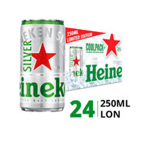 Thùng 24 lon bia Silver Cool Pack Heineken 250ml