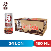 Thùng 24 Lon Cafe sữa Boss 180mllon