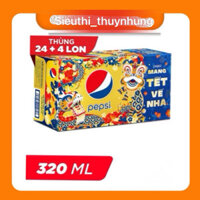 Thùng 24 Lon Nước Giải Khát có Gas Pepsi 320ml giá không đổi (bọc chống sốc)