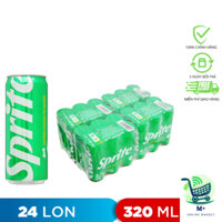 Thùng 24 Lon Nước Ngọt Giải Khát Có Gas Sprite Vị Chanh 320ml/Lon
